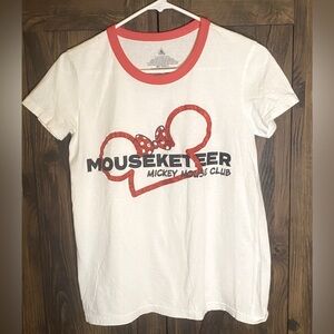 Disney White Tee with Red Ringer and Mouseketeer Graphic